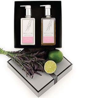 organic body lotion & bath & shower gel box by willow organic beauty