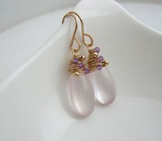 rose quartz and amethyst earrings by sarah hickey
