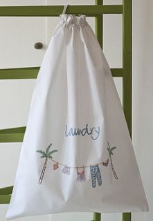 hand embroidered palm pastel laundry bag by sibona