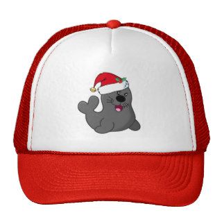 Cute Cartoon Seal Wearing Santa Hat