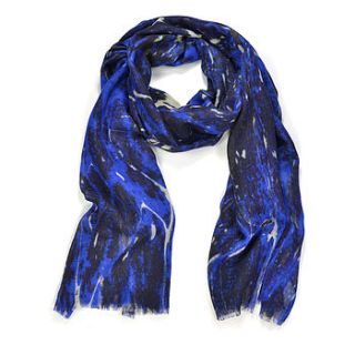 azurite marble print wool silk scarf by edition de luxe