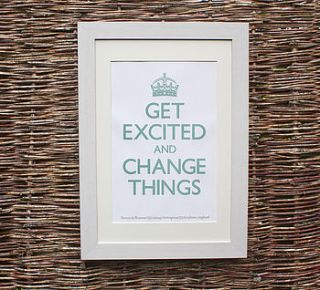 'get excited' letterpress print by flowers and fleurons