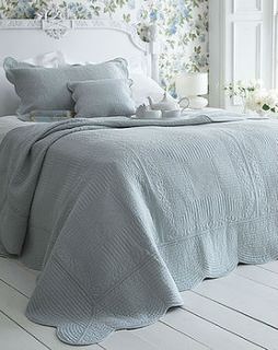 duck egg blue french style quilted bedspread by the comfi cottage