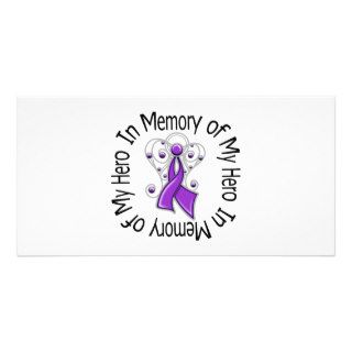 In Memory of My Hero Pancreatic Cancer Angel Wings Picture Card