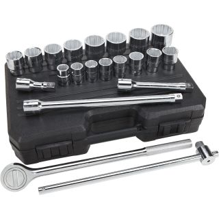 Klutch 3/4in.-Drive Socket Set — 21-Pc., SAE  3/4in.  Drive Sets