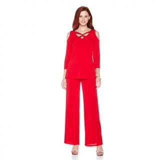 Slinky® Brand Cold Shoulder Tunic with Pants Set