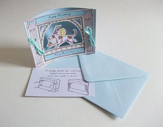 mini theatre whippet birthday card by kat whelan illustrations