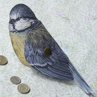 handmade blue tit bird coin purse by kayleigh radcliffe