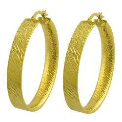 Fremada 14k Yellow Gold 35 mm Brushed Flat Hoop Earrings Fremada Gold Earrings