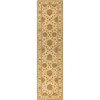 Hand knotted Ziegler Beige Vegetable Dyes Wool Rug (26 X 10)