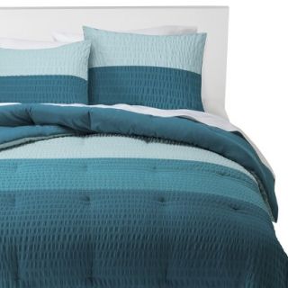 Room Essentials Textured Colorblock Comforter Set   Blue (King)