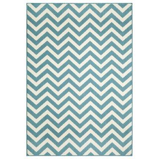 Indoor/ Outdoor Blue Chevron Rug (710 X 1010)