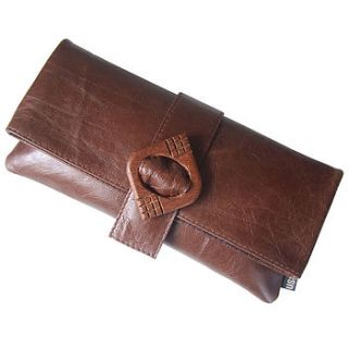 hazel brown leather vintage buckle clutch bag by use uk