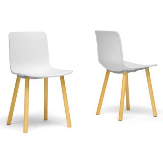 Lyle White Plastic Modern Dining Chairs (set Of 2)