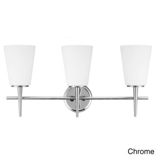 Driscoll 3 light Chrome Wall/ Bath Vanity With Etched Glass Painted White Inside