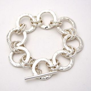 chunky silver hammered ring bracelet by tlk