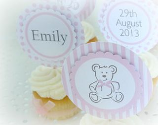 beau bear personalised cupcake toppers by lila's party