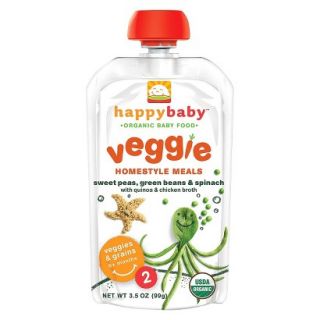 Happy Baby Veggie Food Pouch   Spinach, Peas, Bean 3.5 oz (8 Pack)