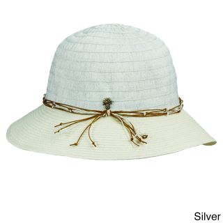 Tommy Bahama Tommy Bahama Metallic Ribbon Braided Bucket Hat Silver Size One Size Fits Most