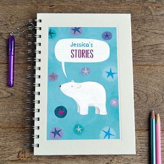personalised polar bear notebook and pen by made by ellis