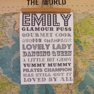 personalised personality print by that lovely shop