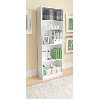 White Laminate Straight Edge 5 shelf Bookcase