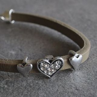diamante heart leather bracelet by primrose & plum