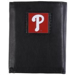 Philadelphia Phillies Philadelphia Phillies Mens Mlb Genuine Leather Tri fold Wallet Black Size L