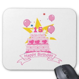 15 Year Old Birthday Cake Mouse Pad
