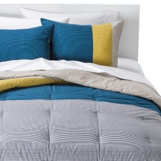 Room Essentials Stripe Colorblock Comforter Set   Teal (King)