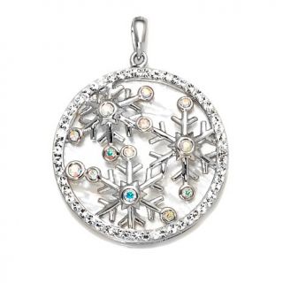 Michael Anthony Jewelry® Mother of Pearl and Crystal Sterling Silver Pendan