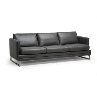 Dakota Pewter Grey Leather Modern Sofa