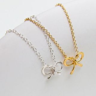 petite precious metal bow necklace by myhartbeading