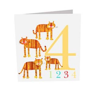sparkly four tigers card by square card co