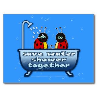 save water, shower together postcard