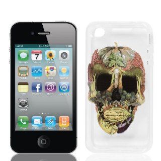 Clear TPU Plant Skull Pattern Case Cover Shell for iPhone 4G 4S 4GS 4 Cell Phones & Accessories