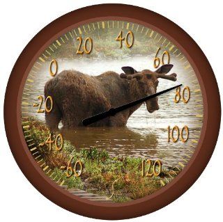 Springfield 90007 220 Round 13 1/4 Inch Outdoor Thermometer Moose Image (Discontinued by Manufacturer)  Patio, Lawn & Garden