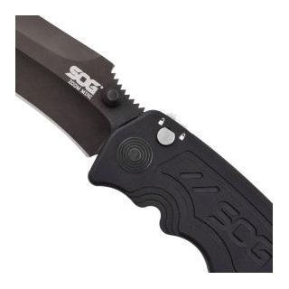 SOG Specialty Knives & Tools ZM1002 CP Zoom Mini Knife with Straight Edge Assisted Folding 3.15 Inch Steel Blade, Black TiNi Finish    