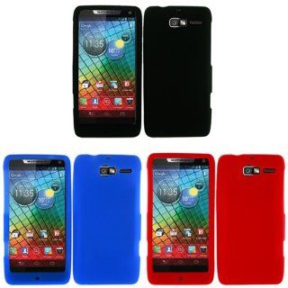 iFase Brand Motorola Droid RAZR M XT907 Combo Solid Black Silicon Skin Case Faceplate Cover + Solid Blue Silicon Skin Case Faceplate Cover + Solid Red Silicon Skin Case Faceplate Cover for Motorola Droid RAZR M XT907 Cell Phones & Accessories