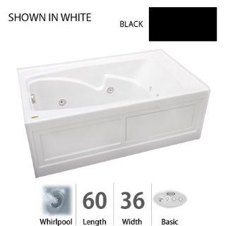 Jacuzzi CTS6036WRL2XXB Black Cetra 60" x 36" Cetra Three Wall Alcove Comfort Whirlpool Bathtub with 8 Jets, Basic Controls, Right Drain and Left Pump CTS6036 WRL 2XX   Recessed Bathtubs  