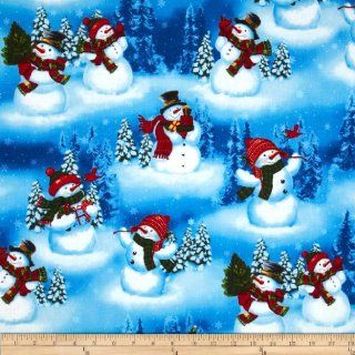Holly Jolly Christmas 2 Large Snowman Holiday Fabric By The YD