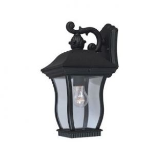 Designers Fountain 2701 BK Chelsea Collection 1 Light Exterior Wall Lantern, Black Finish with Clear Beveled Glass   Wall Porch Lights  