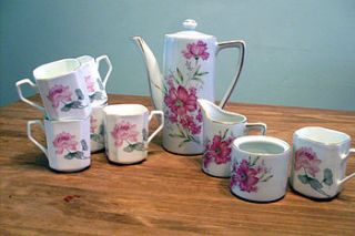 vintage pink coffee set & cups by once upon a tea cup