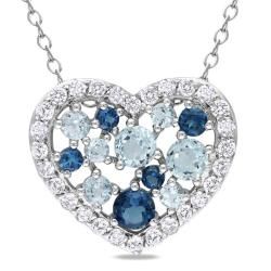 Miadora Sterling Silver Multi colored Topaz Heart Necklace (2ct TGW) Miadora Gemstone Necklaces