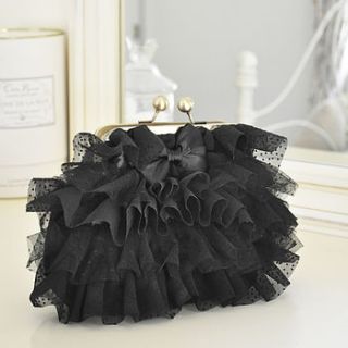 black ruffles cosmetic bag by primrose & plum
