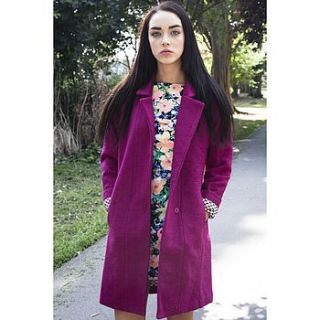 oversized berry wool coat by sugar + style