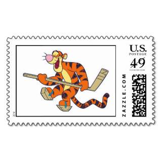 Winnie The Pooh Tigger playing hockey Stamp