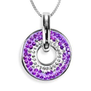 Ashley Arthur .925 Silver & Tanzanite Lifesaver Crystal Pendant Made with Swarovski Elements Pendant Necklaces Jewelry