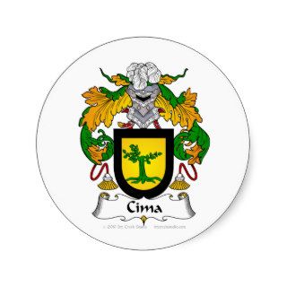 Cima Family Crest Round Stickers