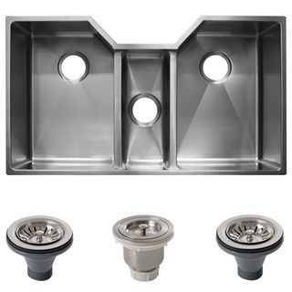 Ticor 36 inch 16 Gauge Stainless Steel Triple Bowl Undermount Tight Radius Square Kitchen Sink Ticor Kitchen Sinks